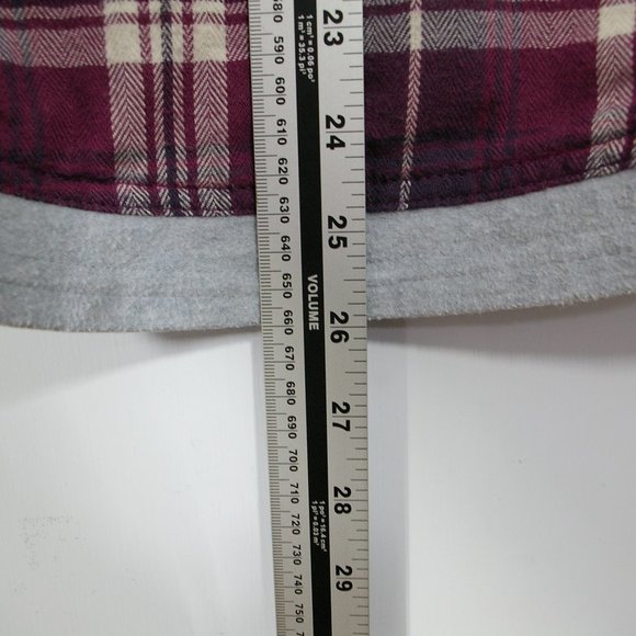 Plaid Button-Up Hoodie - Purple and Gray - Picture 7 of 9